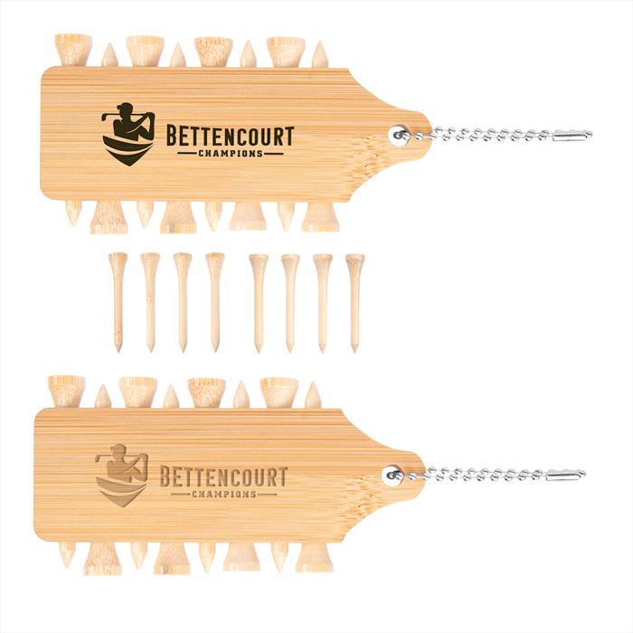 NH7266 Bamboo Golf Tee Set Keychain With Custom Imprint